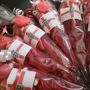England football themed sweet cones ideal for parties
